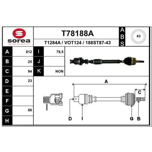 Hnací hriadeľ EAI T78188A