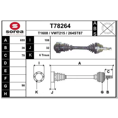 Hnací hriadeľ EAI T78264