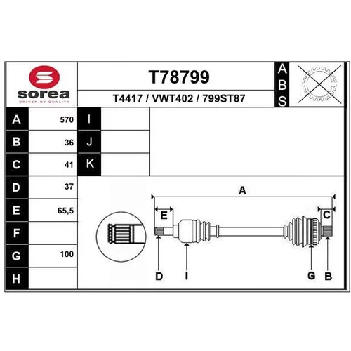 Hnací hriadeľ EAI T78799