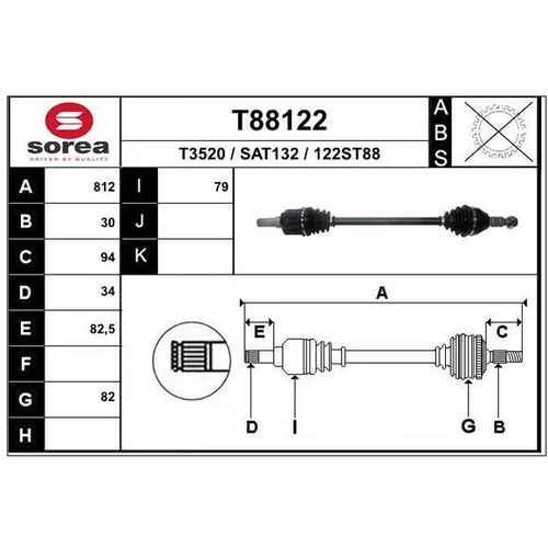 Hnací hriadeľ EAI T88122