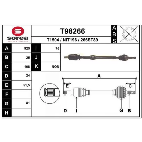 Hnací hriadeľ EAI T98266