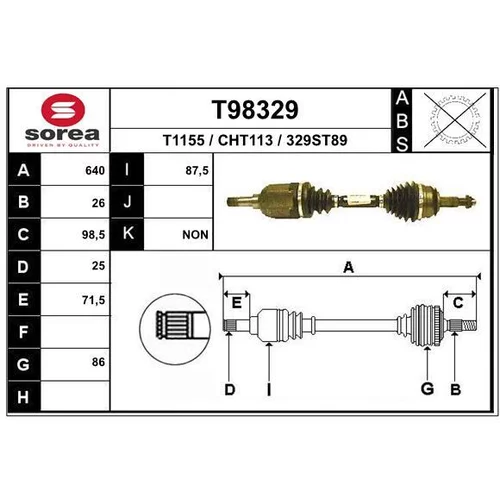 Hnací hriadeľ EAI T98329