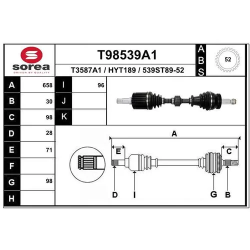 Hnací hriadeľ EAI T98539A1