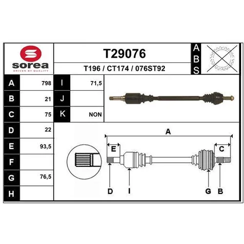 Hnací hriadeľ EAI T29076