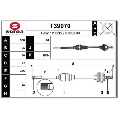 Hnací hriadeľ EAI T39070