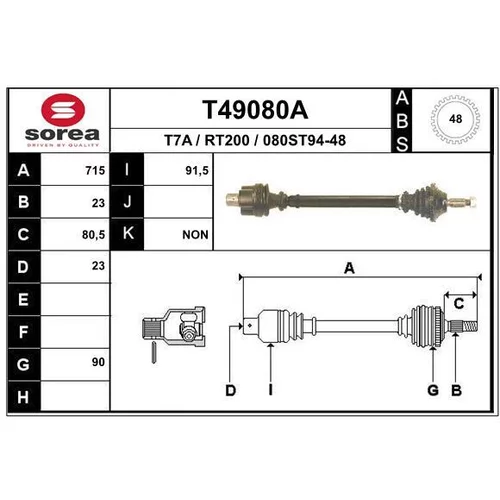 Hnací hriadeľ EAI T49080A