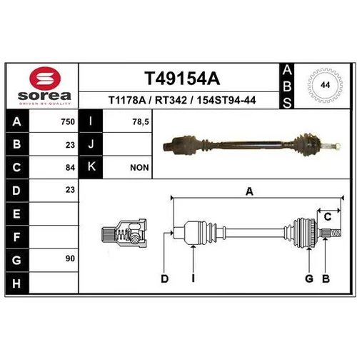 Hnací hriadeľ EAI T49154A