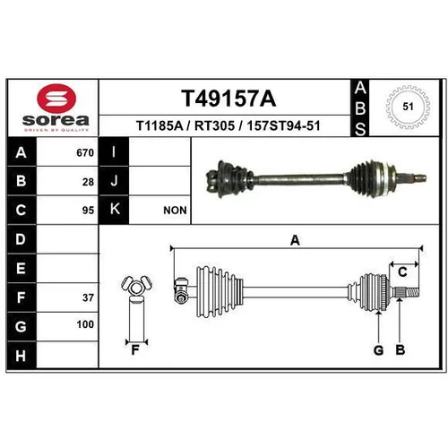 Hnací hriadeľ EAI T49157A