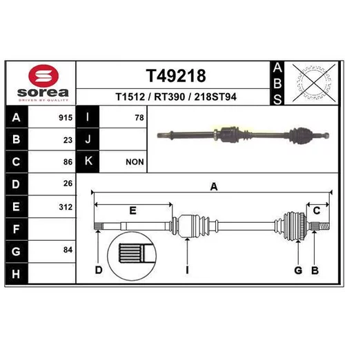 Hnací hriadeľ EAI T49218