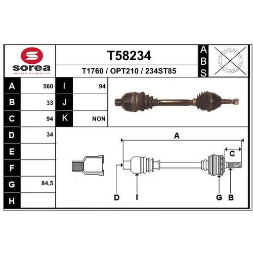 Hnací hriadeľ EAI T58234