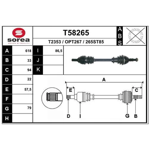 Hnací hriadeľ T58265 /EAI/