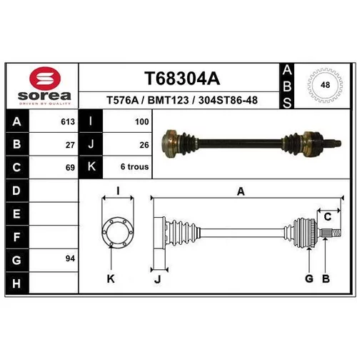 Hnací hriadeľ EAI T68304A