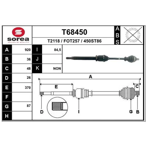 Hnací hriadeľ EAI T68450