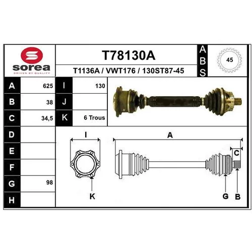 Hnací hriadeľ EAI T78130A