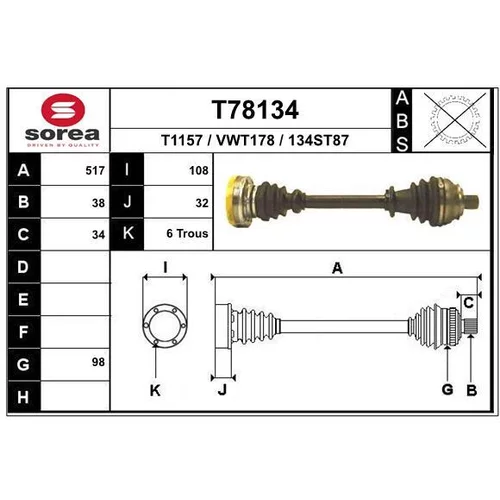 Hnací hriadeľ EAI T78134