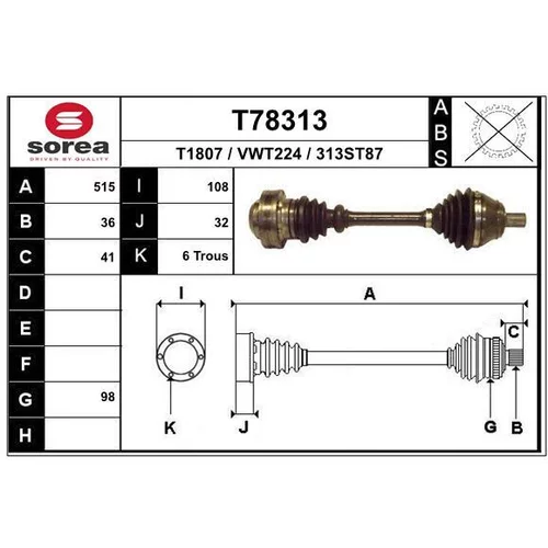 Hnací hriadeľ EAI T78313