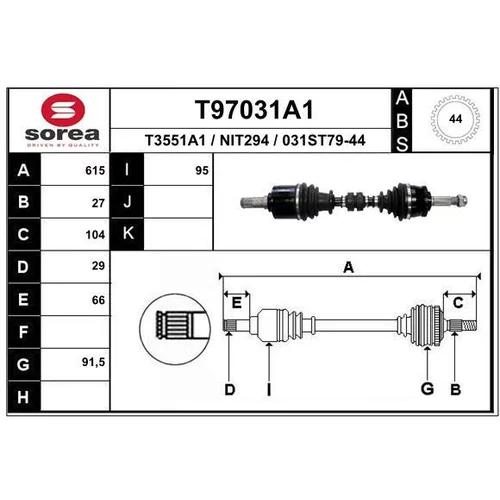 Hnací hriadeľ EAI T97031A1