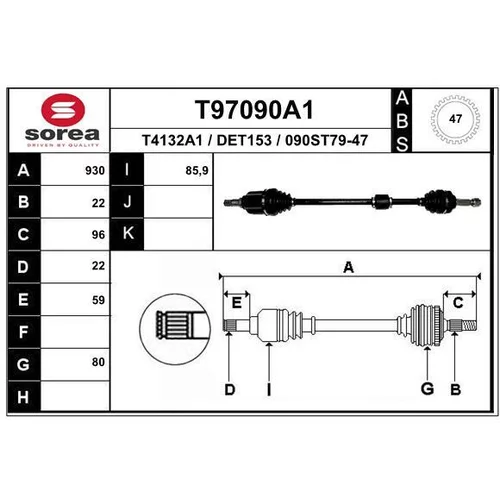 Hnací hriadeľ EAI T97090A1