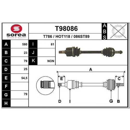 Hnací hriadeľ EAI T98086