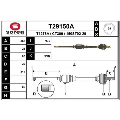 Hnací hriadeľ EAI T29150A