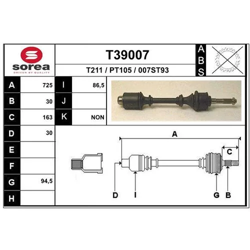 Hnací hriadeľ EAI T39007