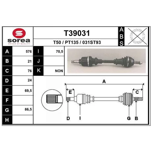 Hnací hriadeľ EAI T39031