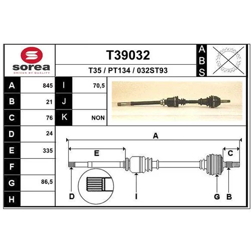 Hnací hriadeľ EAI T39032