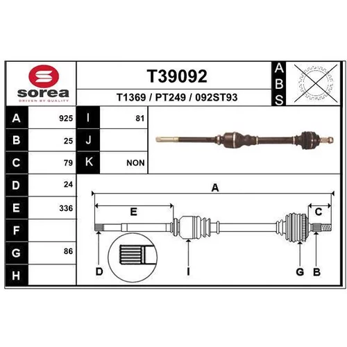 Hnací hriadeľ EAI T39092