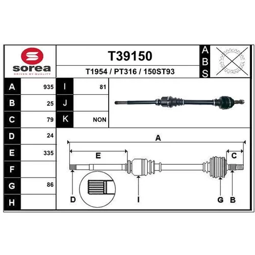 Hnací hriadeľ EAI T39150