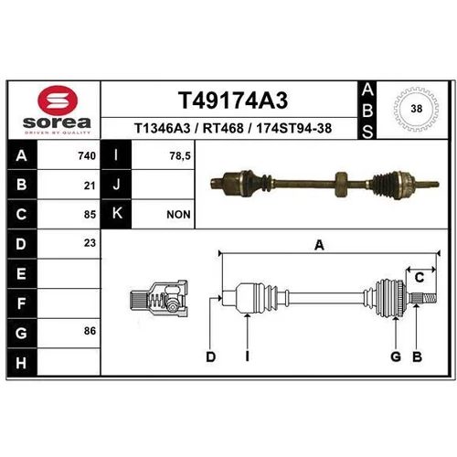 Hnací hriadeľ EAI T49174A3