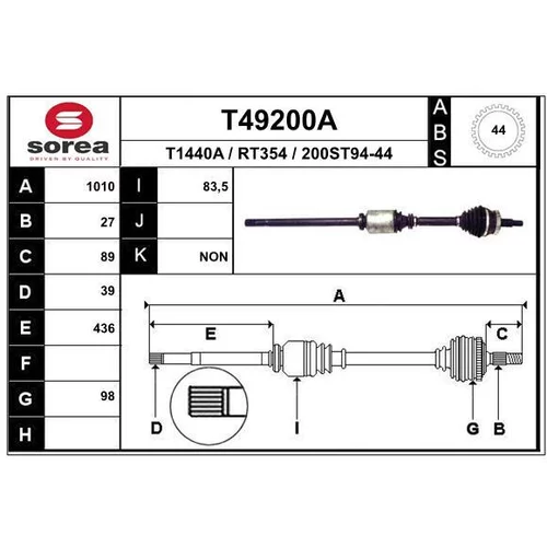 Hnací hriadeľ EAI T49200A