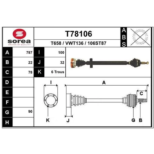 Hnací hriadeľ EAI T78106