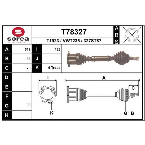 Hnací hriadeľ EAI T78327