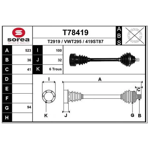 Hnací hriadeľ EAI T78419