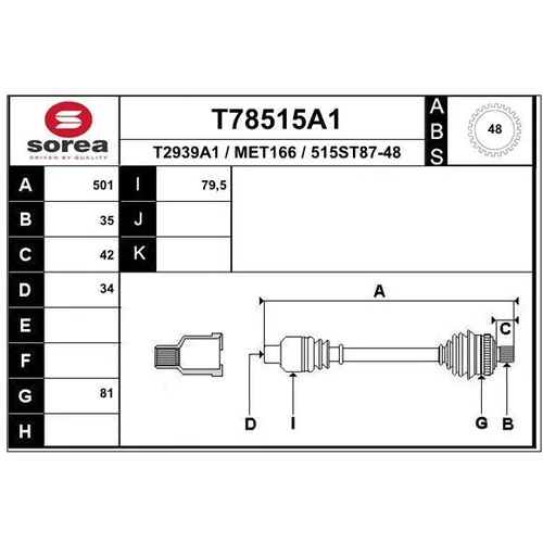 Hnací hriadeľ EAI T78515A1