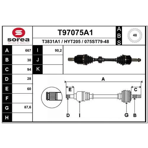 Hnací hriadeľ EAI T97075A1