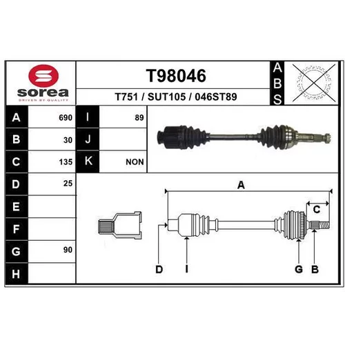 Hnací hriadeľ EAI T98046