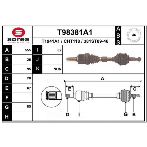 Hnací hriadeľ EAI T98381A1