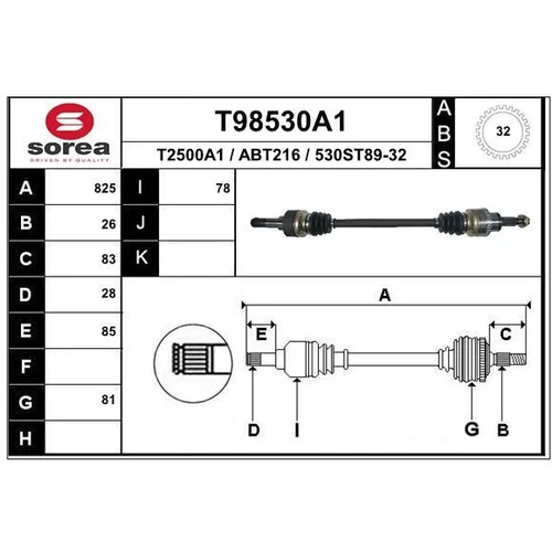 Hnací hriadeľ EAI T98530A1