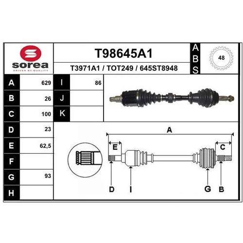 Hnací hriadeľ EAI T98645A1