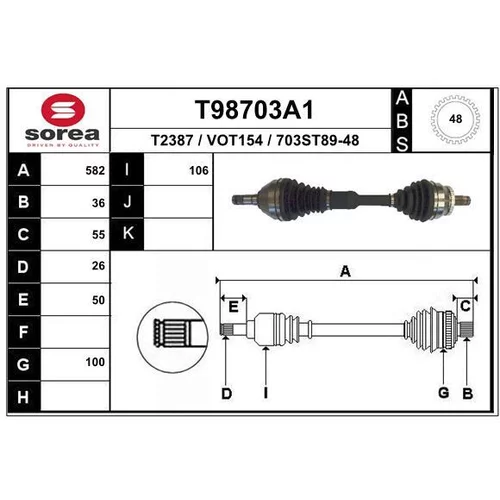 Hnací hriadeľ EAI T98703A1