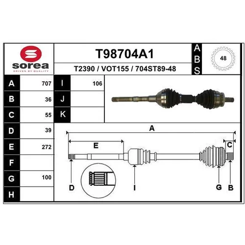 Hnací hriadeľ EAI T98704A1