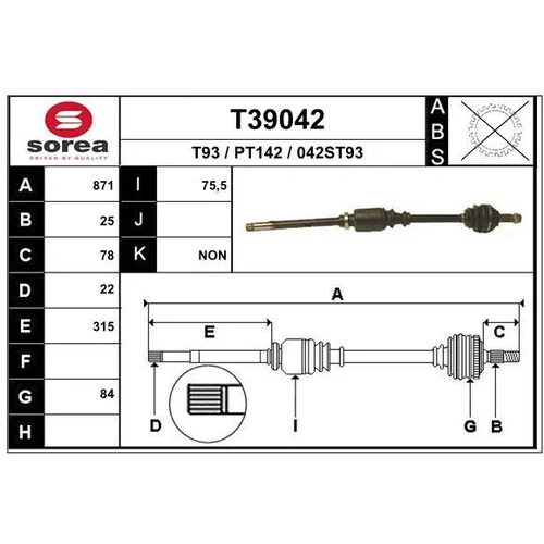 Hnací hriadeľ EAI T39042