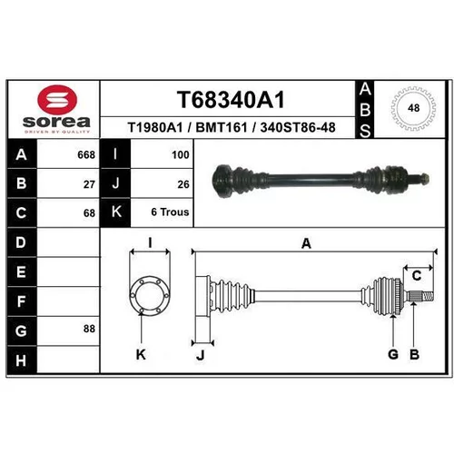 Hnací hriadeľ EAI T68340A1