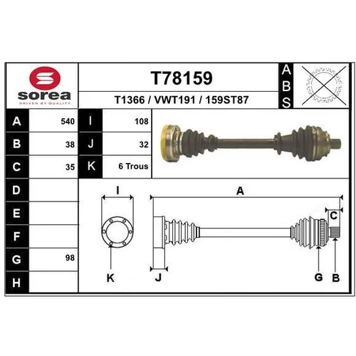 Hnací hriadeľ EAI T78159