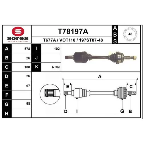 Hnací hriadeľ EAI T78197A