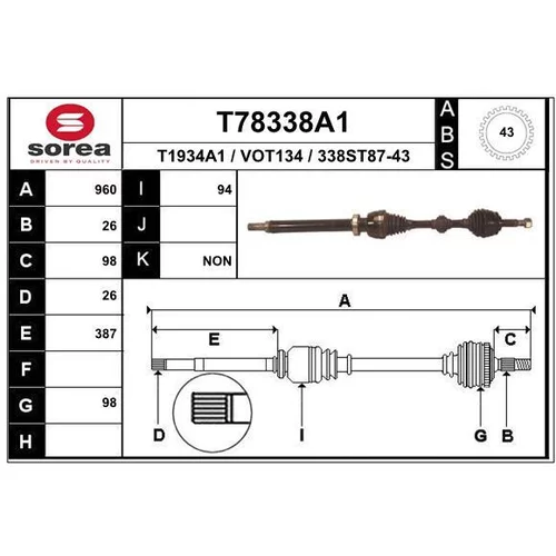 Hnací hriadeľ EAI T78338A1