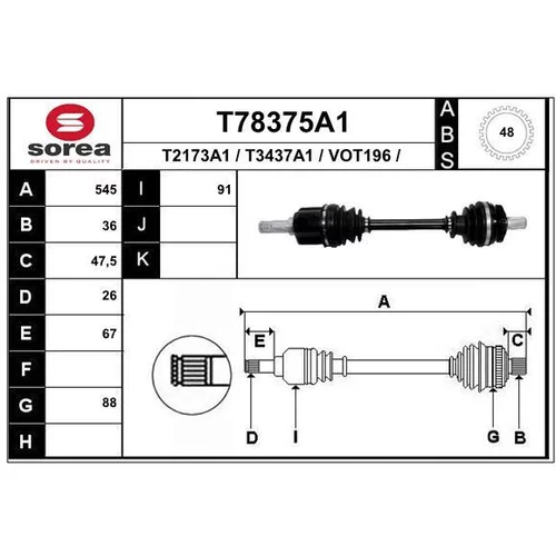 Hnací hriadeľ EAI T78375A1