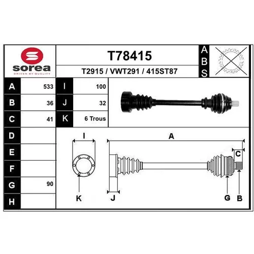 Hnací hriadeľ T78415 /EAI/