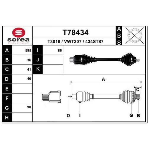 Hnací hriadeľ EAI T78434